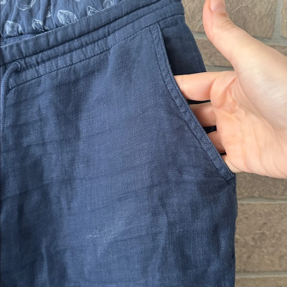 04651/ A Trip In A Bag Casual Pants Size 2XL US Navy Blue 100% Linen